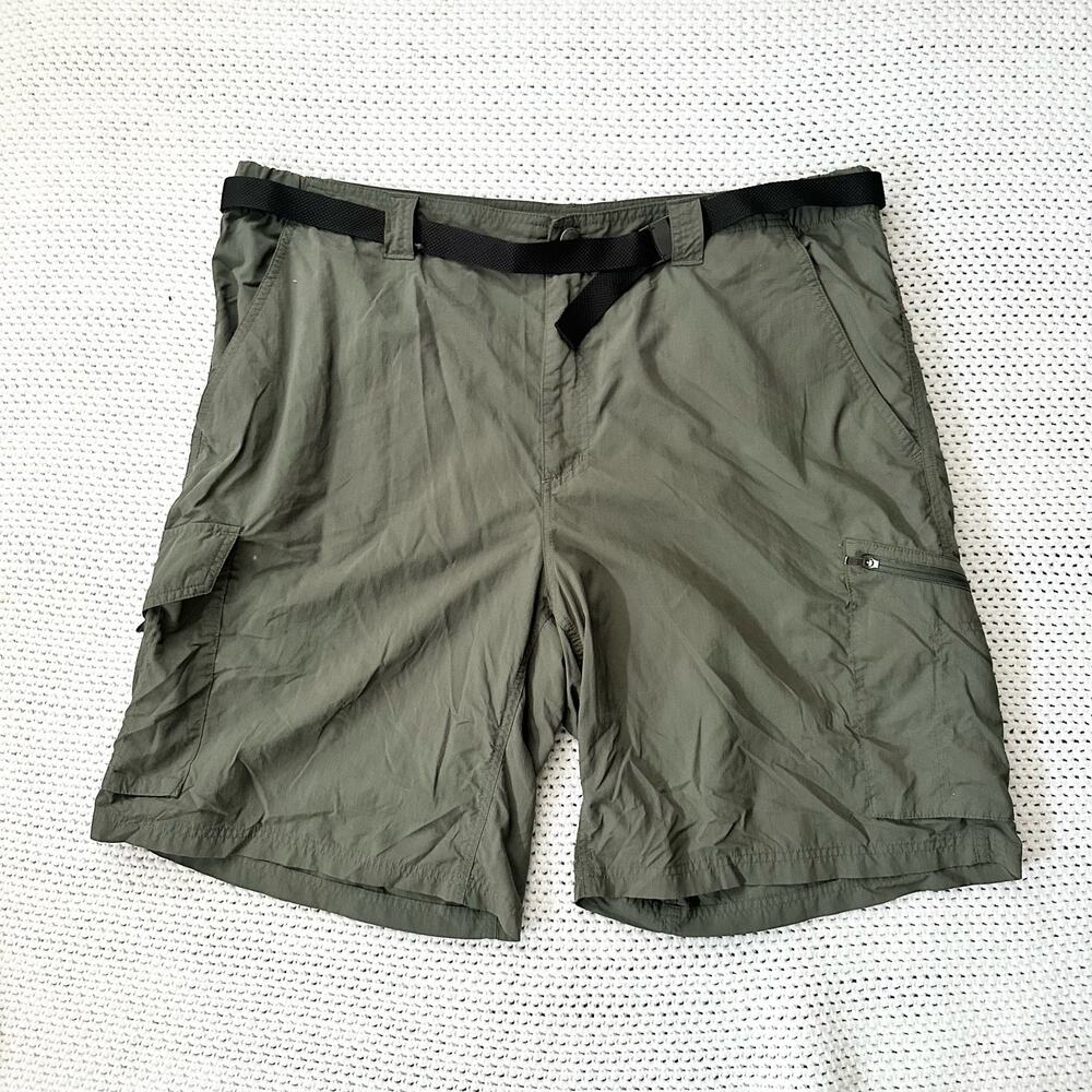 Columbia Men Lightweight Nylon Green Cargo Hiking Shorts With Black Belt 40